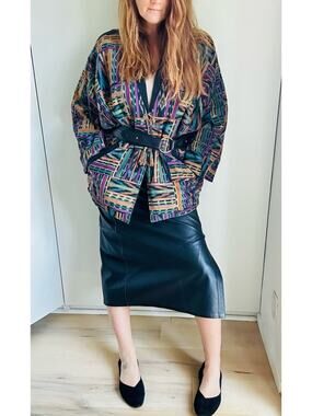 Vintage Hmong Reversible Jacket Multi Colored Non-Gender Purple Black Ceremonial